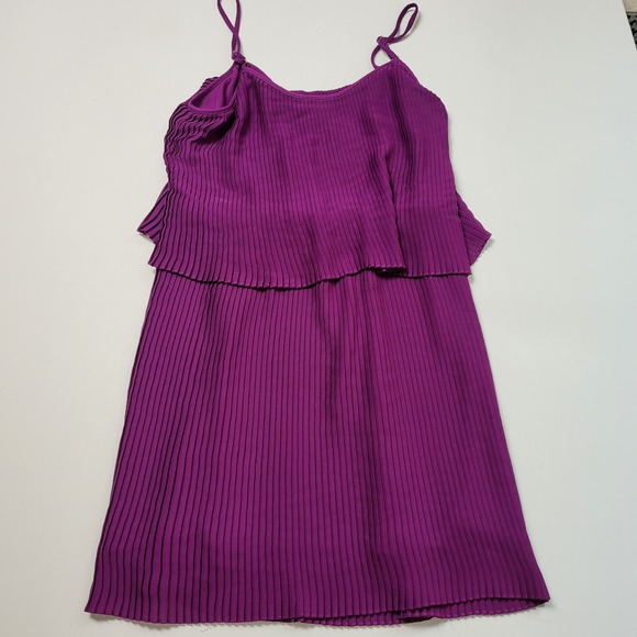 Parker Accordion Pleated A-Line Mini Dress Adjustable Spaghetti Straps Size S - Picture 3 of 13